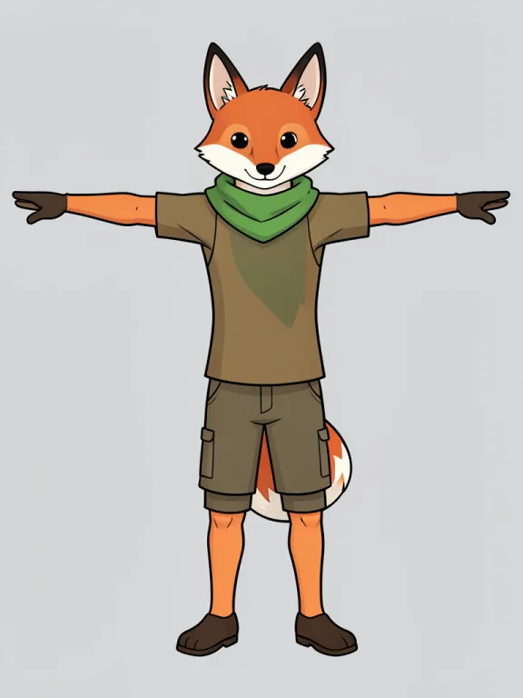 The reference image the GPU drew from the fox prompt: a cartoon fox in a T-pose